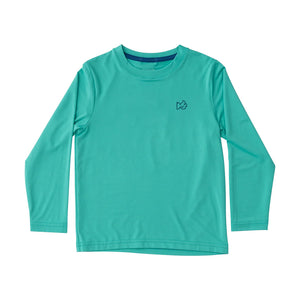 Kids Atlantis Green Performance L/S Shirt w/ Marlin