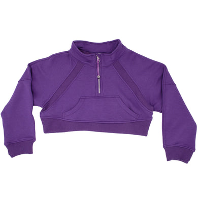 Girls Purple Cropped Sweatshirt