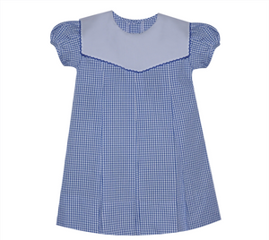 Girls Royal Blue Reese Dress w/ Picot Trim Collar