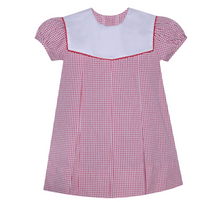 Load image into Gallery viewer, Girls Red Reese Dress w/ Picot Trim Collar