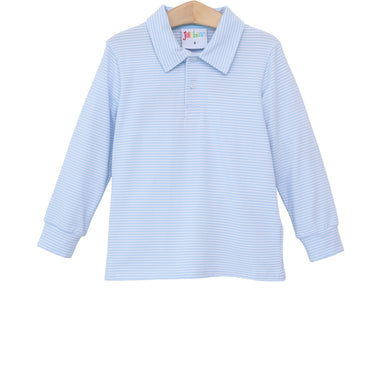 Light Blue Stripe L/S Michael Polo