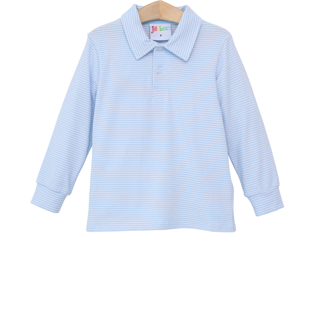 Light Blue Stripe L/S Michael Polo