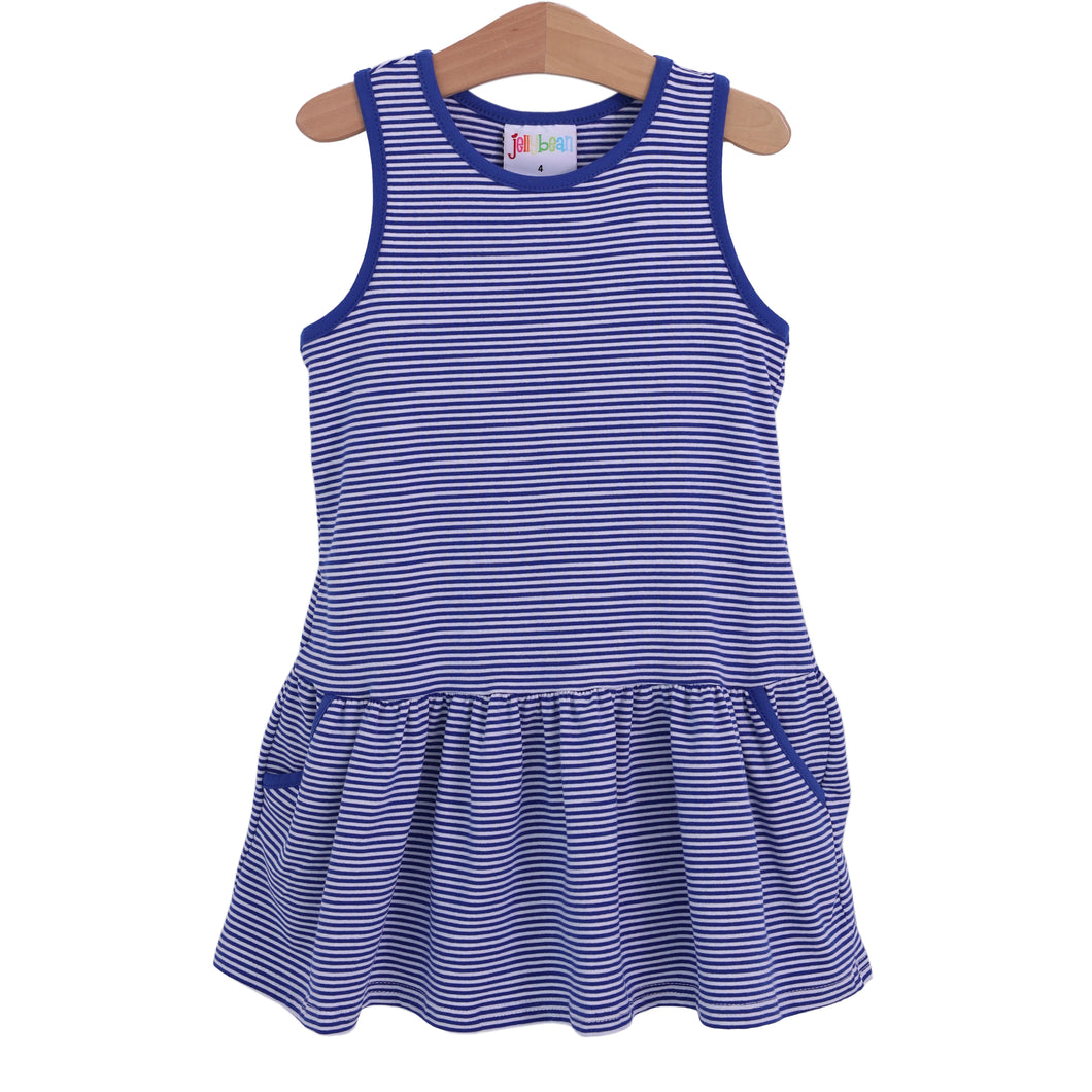 Girls Royal Stripe Bow Back Cheer Dress