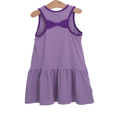 Load image into Gallery viewer, Girls Purple Stripe Bow Back Cheer Dress