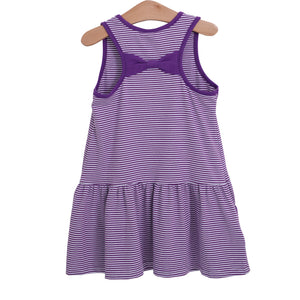 Girls Purple Stripe Bow Back Cheer Dress