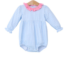 Load image into Gallery viewer, Girls Light Blue Gingham &amp; Pink Scarlett Bubble