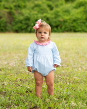 Load image into Gallery viewer, Girls Light Blue Gingham &amp; Pink Scarlett Bubble