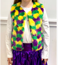 Load image into Gallery viewer, Mardi Gras Faux Fur Vest
