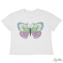 Load image into Gallery viewer, White Boxy Tee-Sequin Butterfly