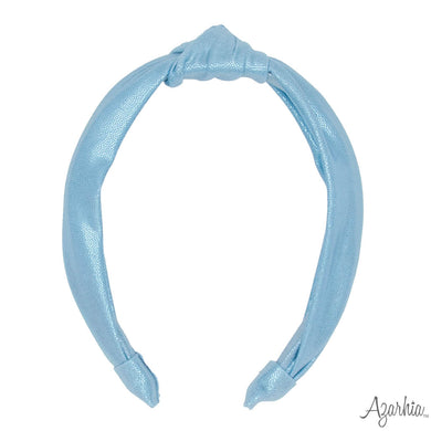 Light Blue Shimmer Top Knot Headband