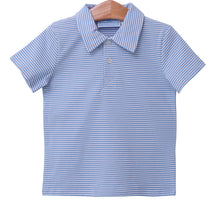 Load image into Gallery viewer, Henry Cornflower Blue Strip Polo