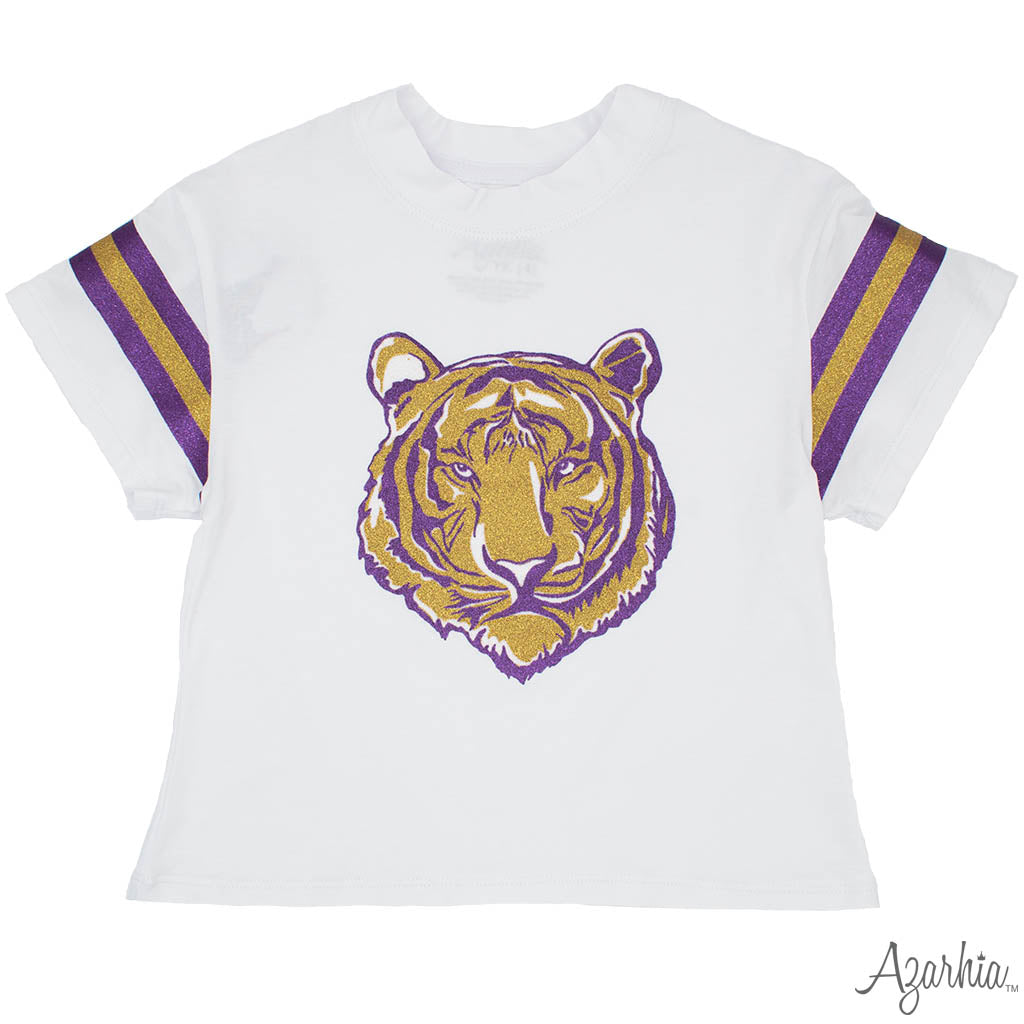 Glitter Purple and Gold Tiger Boxy Tee