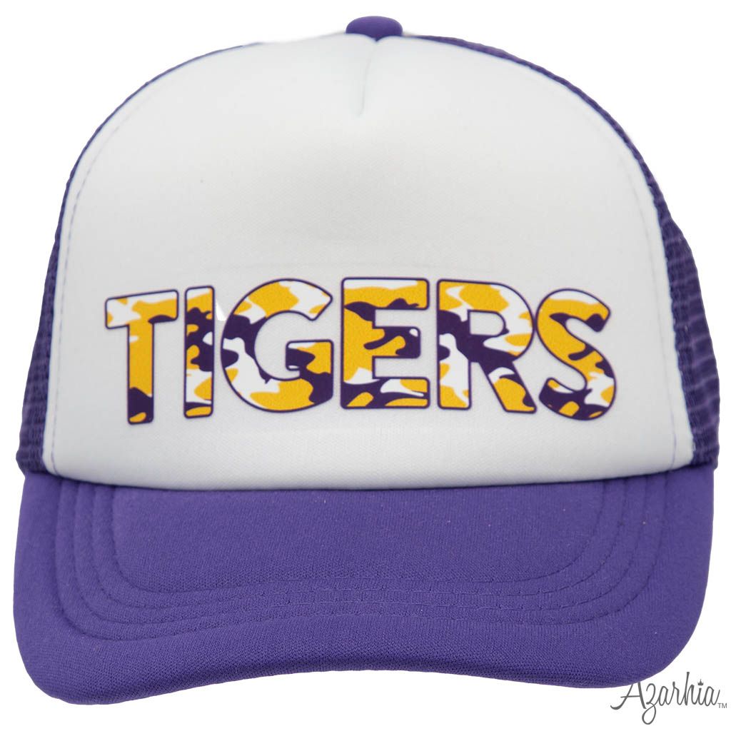 Boys Tigers Camo Purple Trucker Hat