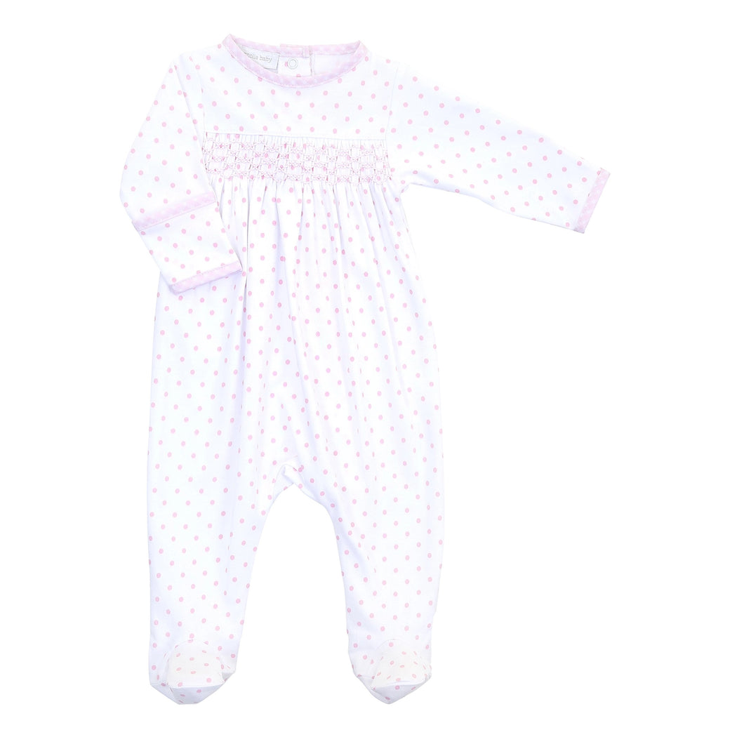 Pink Dots Smocked Footie