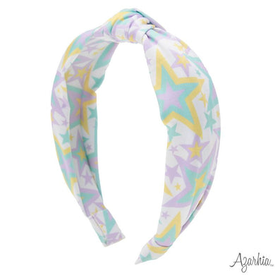 Mardi Gras Pastel Stars Top Knot Headband