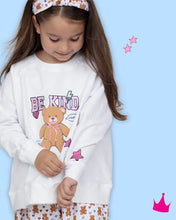 Load image into Gallery viewer, Girls Glitter Be Kind Teddy Oversized Sweatshirt
