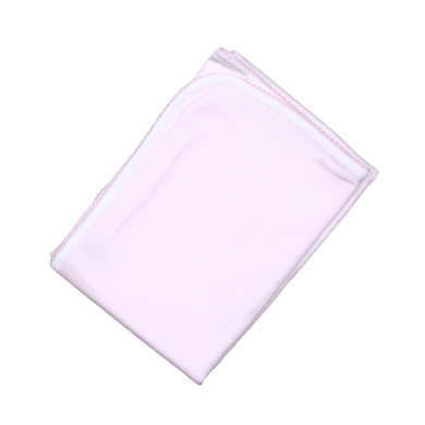 Pink Stripes Pima Blanket with Pink Trim