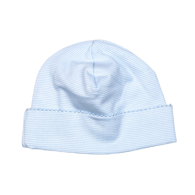 Blue Stripes Pima Beanie with Blue Trim