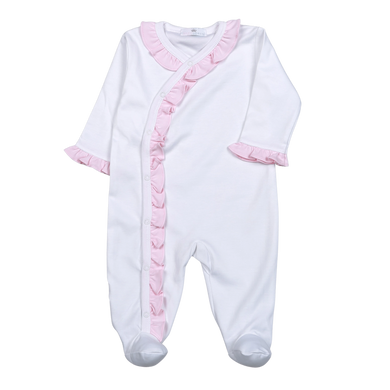 White with Pink Ruffles Pima Footie
