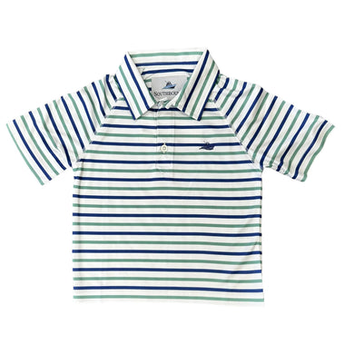 Navy and Green Stripe Performance Polo