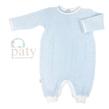Load image into Gallery viewer, Blue Knit Long Sleeve Paty Romper