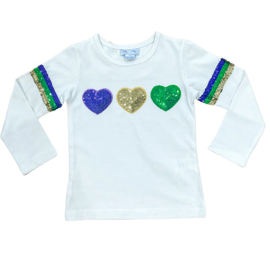 Girls Mardi Gras Sequin Heart Shirt