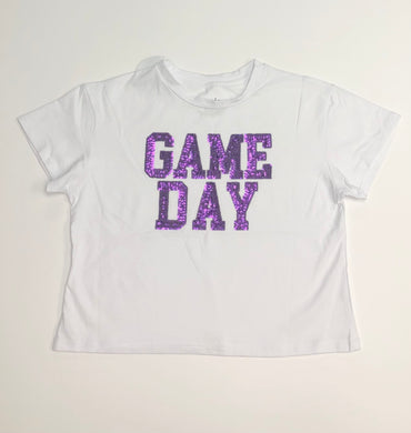 Purple Sequin Game Day Boxy Tee