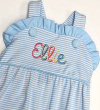 Load image into Gallery viewer, Light Blue Stripe Lucy Sunsuit