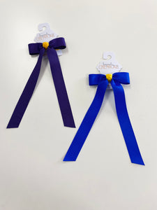 Purple and Gold Bow w/ Streamer