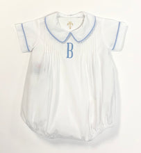 Load image into Gallery viewer, Boys White Reagan Bubble w/ Blue Piping