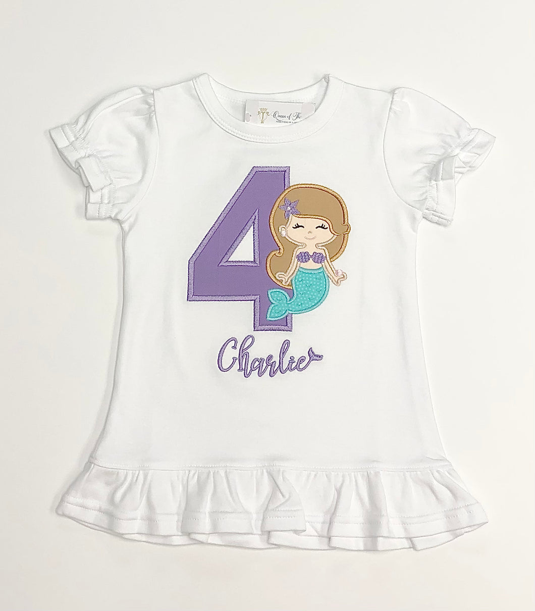 Mermaid Applique Birthday Tee