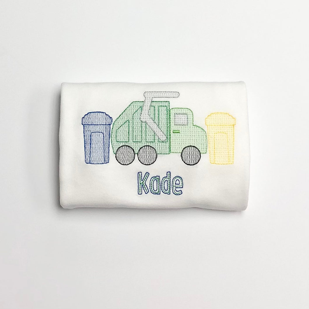 Trash Truck Monogrammed Tee