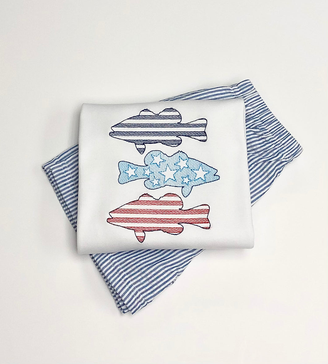 Stars and Stripes Bass Trio Monogrammed Tee