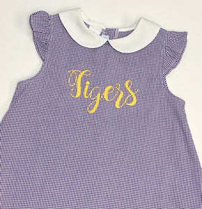 Girls Purple Gingham A Line Dress