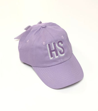 Girls Lavender Baseball Hat w/ Seersucker Bow