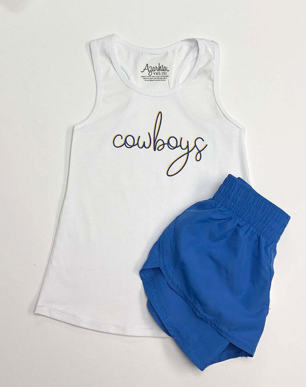 Girls White Cowboys Racer Back Tank