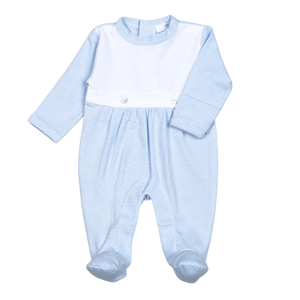 Blue Stripes Pima Bib Footie