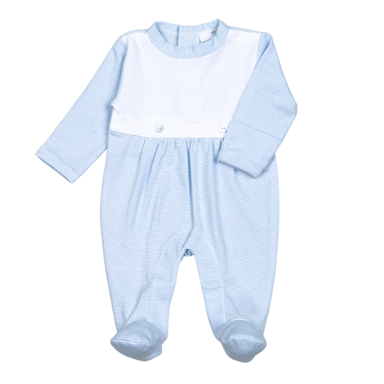 Blue Stripes Pima Bib Footie