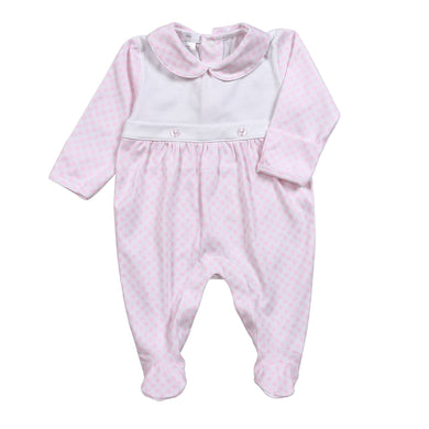 Pink Plaid Two Button Pima Footie