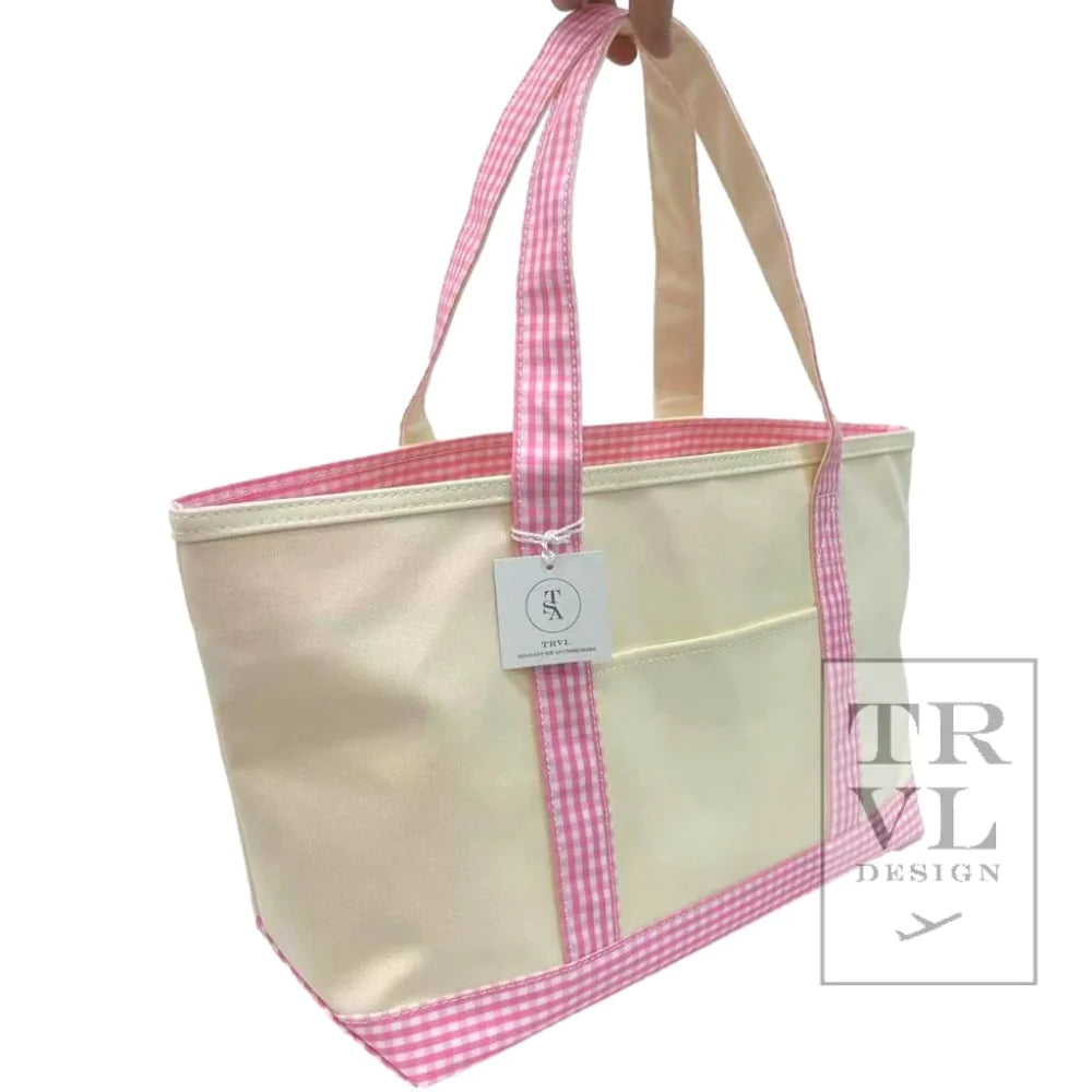 Pink Gingham Canvas Tote Bag