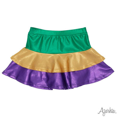 Girls Mardi Gras Shimmer Ruffle Skort