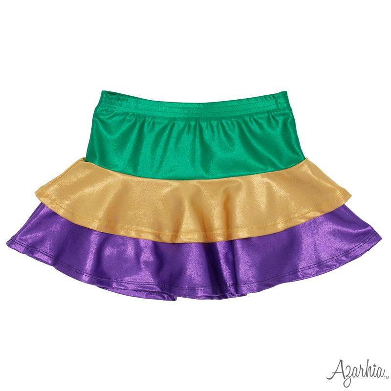 Girls Mardi Gras Shimmer Ruffle Skort