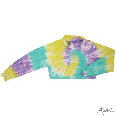 Girls Mardi Gras Tie Dye Crop Sweatshirt