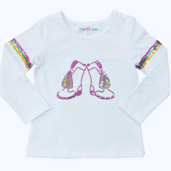 Girls Mardi Gras Sequin Boot Shirt