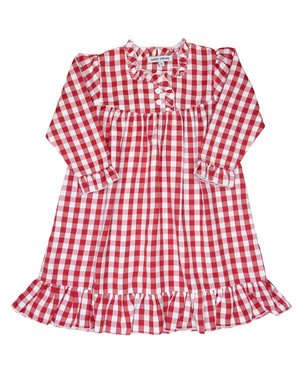 Girls Red Gingham Gown