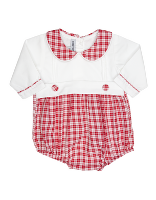 Boys White/Red Plaid Bubble