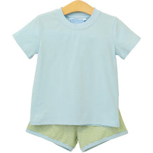 Load image into Gallery viewer, Boys Green Stripe/Light Blue Thomas Short Set
