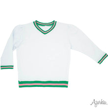 Load image into Gallery viewer, Girls Pink and Green Trim White Holly Sweatshirt