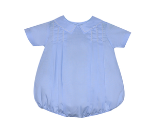 Boys Blue Micro Gingham Feather Stitch Kennedy Bubble