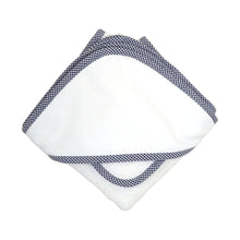 Load image into Gallery viewer, Navy Small Check Hooded Towel Set